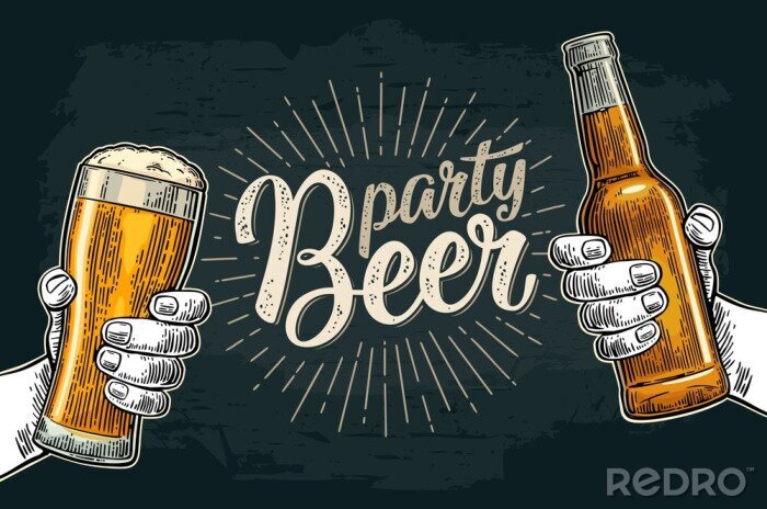 Sticker  Mains tenant une bière sur un dessin