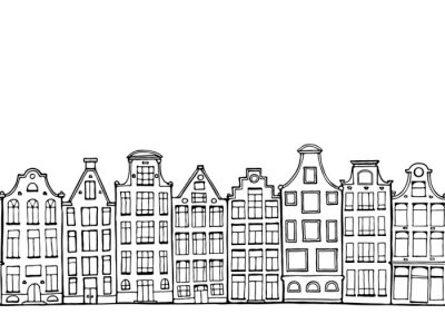 Sticker  Maisons de doodle dessinés à la main.