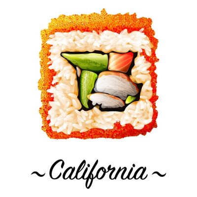 Sticker  Maki-zushi rouleau de sushi la Californie