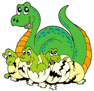 Maman dinosaure et dinosaures à couver
