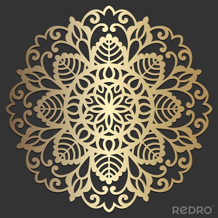 Sticker  Mandala flower beautiful vector vintage decorative element oriental illustration. laser cut coaster design.
