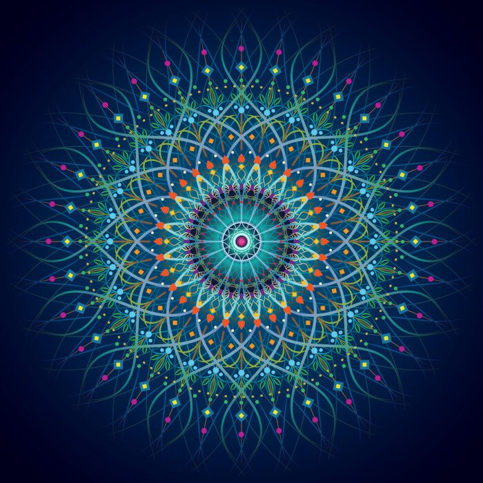 Sticker  Mandala oriental fond bleu foncé