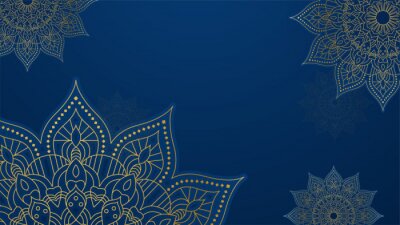 Sticker  Mandala oriental sur fond bleu