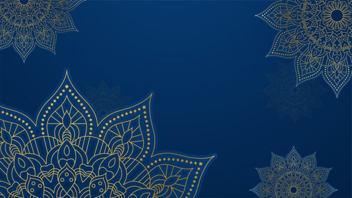 Sticker  Mandala oriental sur fond bleu