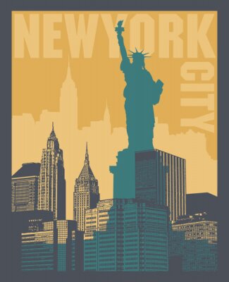 Sticker  Manhattan, New York City, illustration de la silhouette