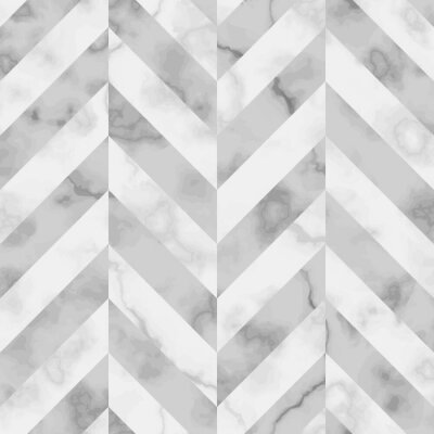 Papier peint à motif  Marbre à chevrons en blanc