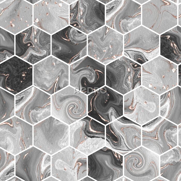 Sticker  Marbre gris hexagonal