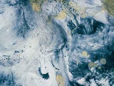 Marbre liquide bleu et jaune