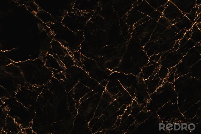 Sticker  Marbre noir rayures orange