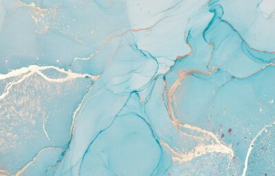 Papier peint  Marbrure aquarelle turquoise