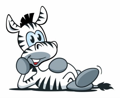 Sticker  Mascot Zebra Couché