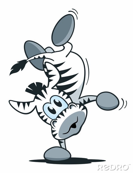 Sticker  Mascot Zebra Handstand