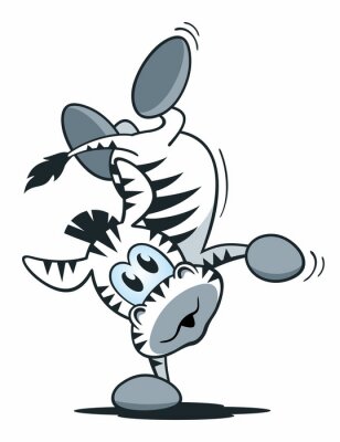Sticker  Mascot Zebra Handstand