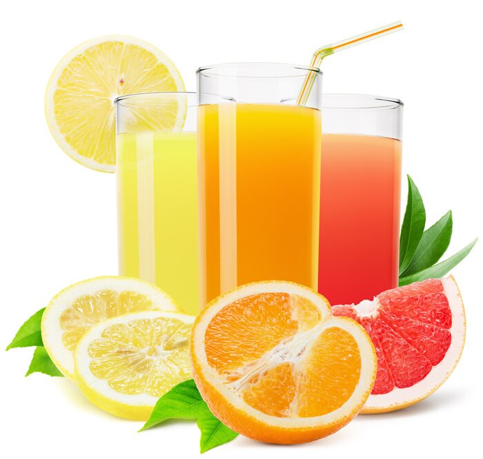 Sticker  Mélange de jus de fruits isolé sur le fond blanc