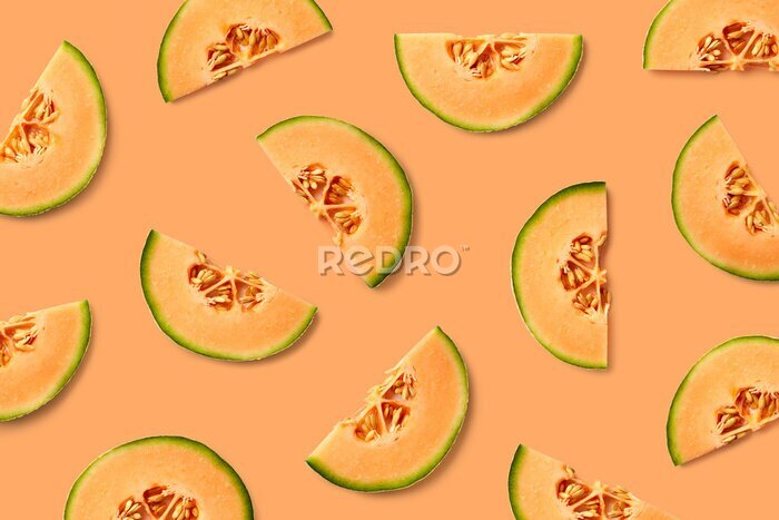 Sticker  Melon sur fond orange