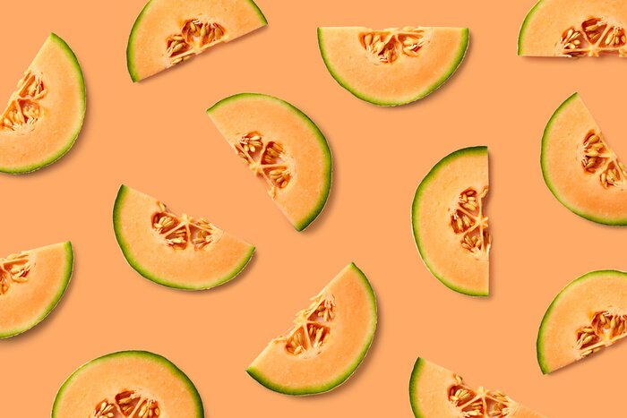 Sticker  Melon sur fond orange