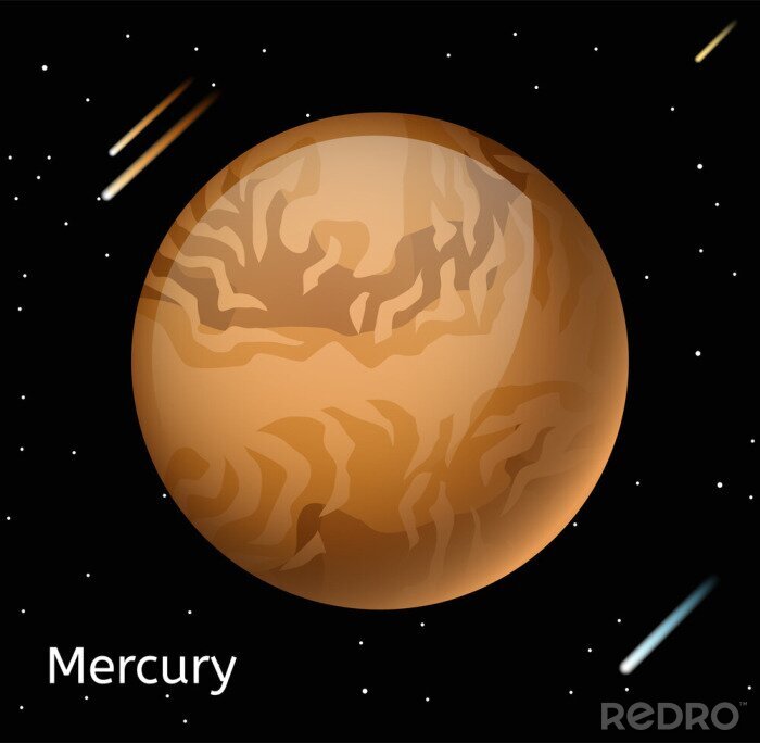 Sticker  Mercure, planète, 3D, vecteur, Illustration