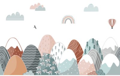 Sticker  Merveilleux paysage de montagne de style scandinave
