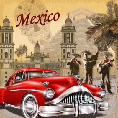 Sticker  Mexico retro poster.