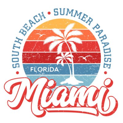 Sticker  Miami Florida / South Beach - Tee Design For Printing