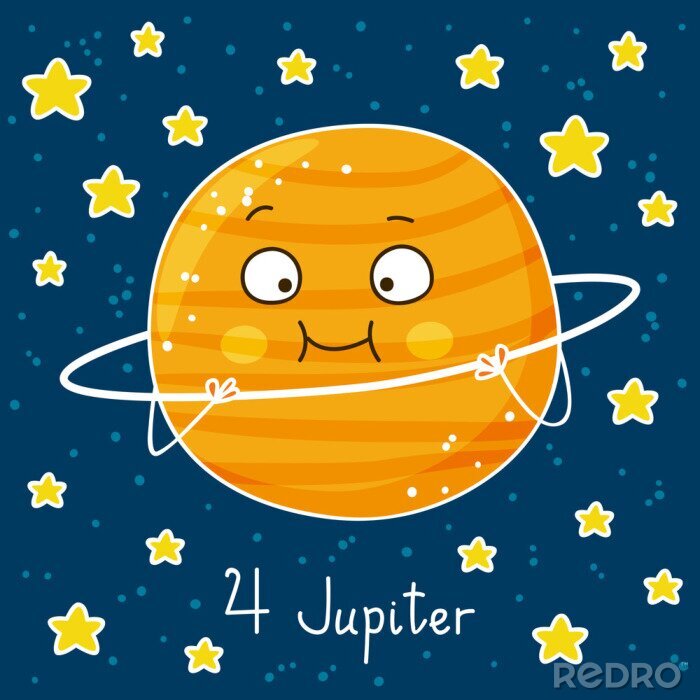 Sticker  Mignon, bande dessinée, Jupiter, espace, fond