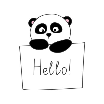 Sticker  Mignon, bande dessinée, panda, isolé, blanc