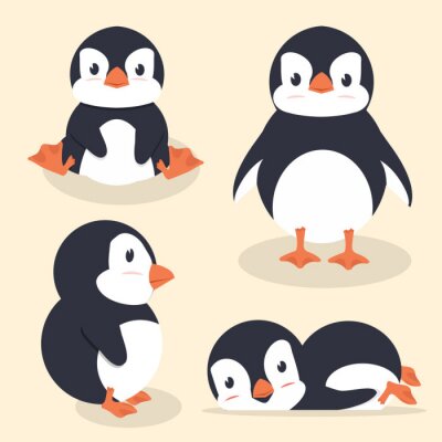 Sticker  Mignon petit jeu de vecteur de pingouin