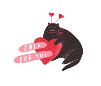Sticker  Minou drôle avec un coeur