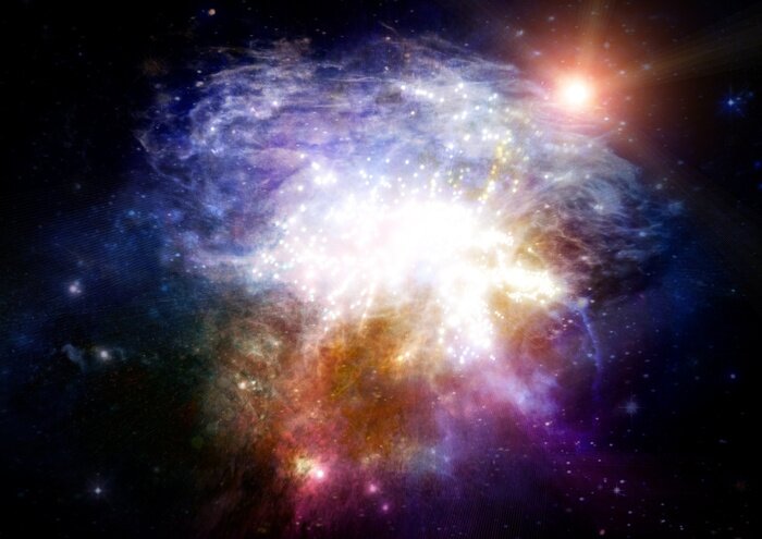 Sticker  Modèle avec une galaxie dans l'espace