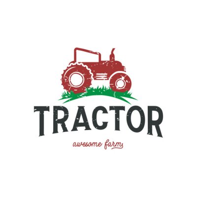 Sticker  Modèle de conception de logo de tracteur agricole de couleur rouge