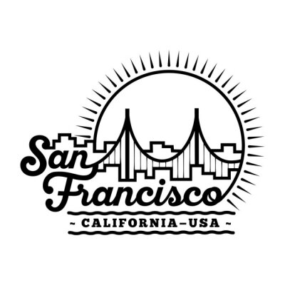 Sticker  Modèle de conception de San Francisco. Vecteur et illustration