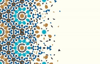 Sticker  Modèle de désintégration du Maroc. Conception mosaïque islamique. Résumé Contexte.