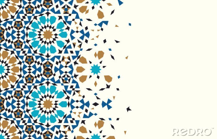 Sticker  Modèle de désintégration du Maroc. Conception mosaïque islamique. Résumé Contexte.