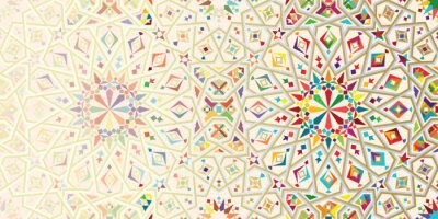 Sticker  Modèle de désintégration du Maroc. Conception mosaïque islamique. Résumé Contexte