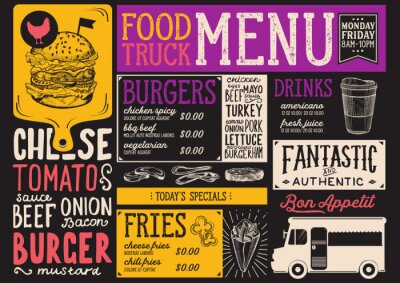 Sticker  Modèle de menu de camion de nourriture.