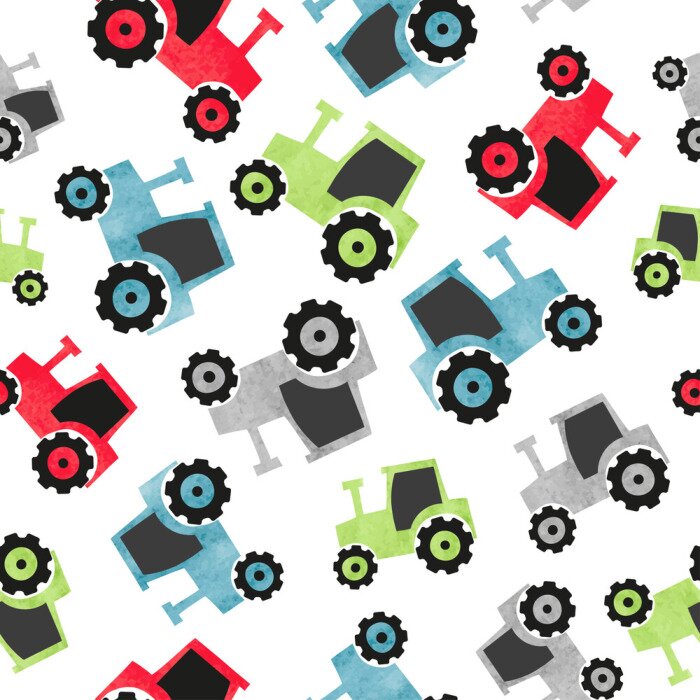 Sticker  Modèle de tracteur coloré aquarelle sans soudure pour les enfants.