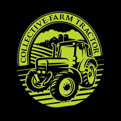 Sticker  modèle de tracteur de vecteur sur le terrain sur fond de ferme