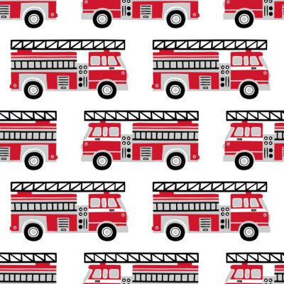 Modèle de vectorielle continue dessinés à la main des camions de pompiers sur fond blanc.