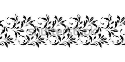 Sticker  Modèle floral de contour sans soudure. Bordure ornementale sans fin pour rubans, tissus, emballages, papiers peints, rubans. Élément de design décoratif pour le fond et la couverture.