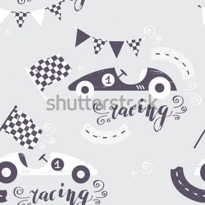 Sticker  Modèle rétro sans soudure de vecteur, voitures de course vintage
