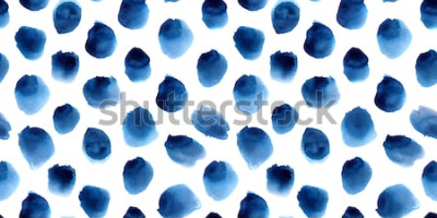 Sticker  modèle sans couture de points bleus aquarelles peintes à la main