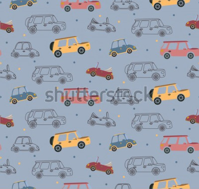 Sticker  Modèle vectorielle continue avec des autos miniatures colorées