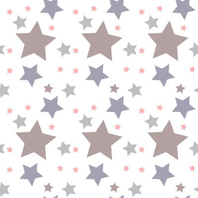 Modèle vectorielle continue avec des étoiles colorées de différentes tailles sur fond blanc.