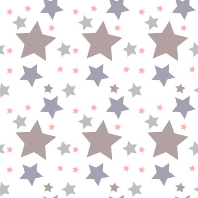 Sticker  Modèle vectorielle continue avec des étoiles colorées de différentes tailles sur fond blanc.