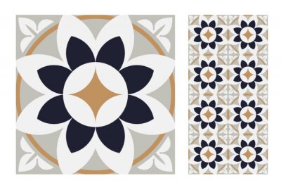 Sticker  modèles de carreaux vintage antique design sans soudure en illustration vectorielle