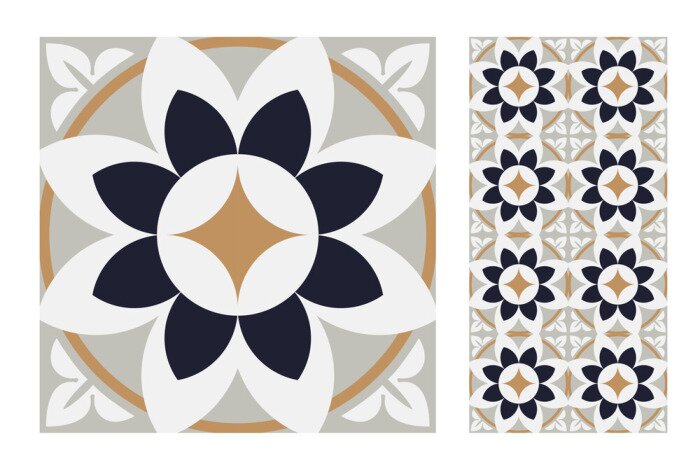 Sticker  modèles de carreaux vintage antique design sans soudure en illustration vectorielle