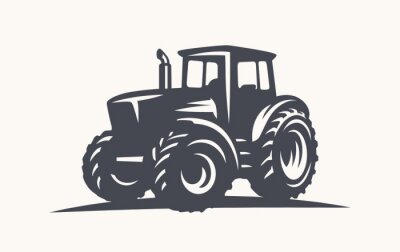Sticker  Modern tractor illustration on white background.