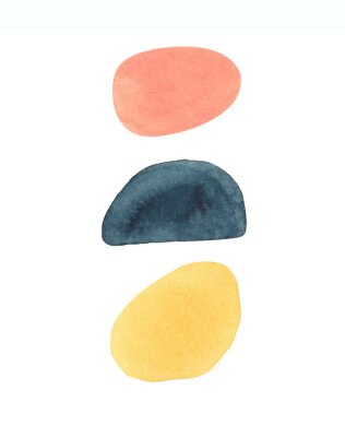 Sticker  Modern watercolor  spring, summer trend palette. Watercolor set of abstract hand drawn i aesthetic forms, brush strokes, freehand colors elements, shapes. Abstract collage backgrounds.