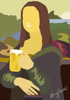 Sticker  Mona Lisa avec de la bière