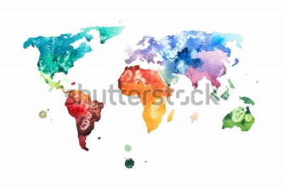 Sticker  Monde aquarelle dessiné à la main illustration aquarelles